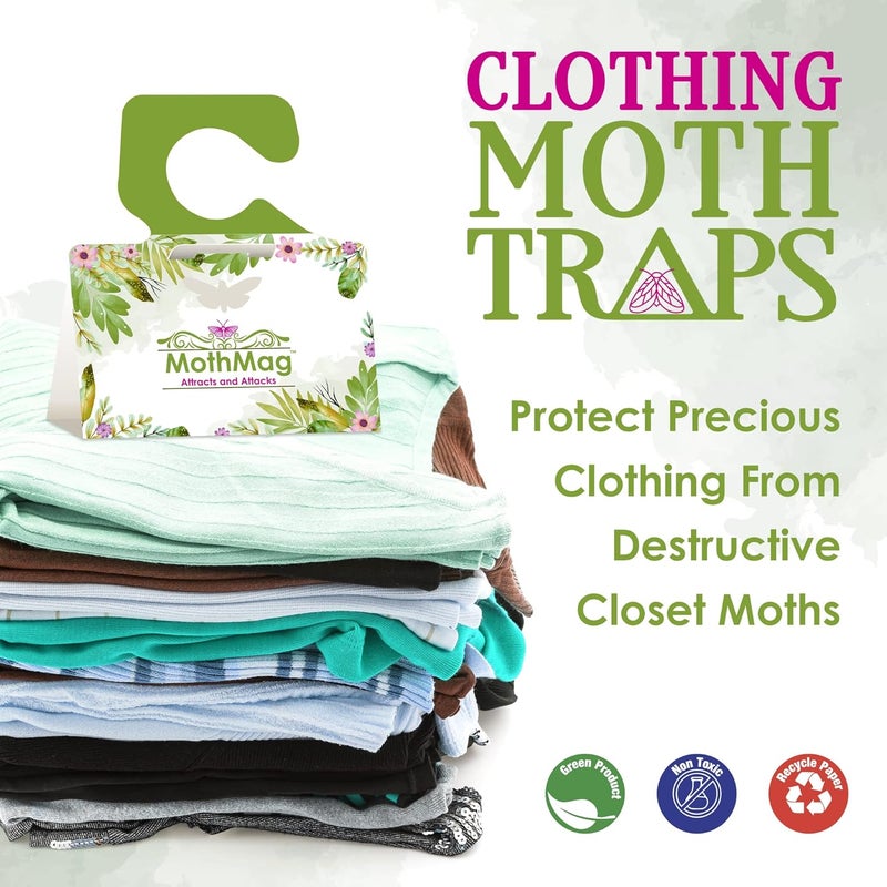 MothMag Moth Traps for Clothes, Closets, Fabrics, and Carpets, Clothing Moth Traps, Clothes Moth Traps, Closet Moth Traps, Moth Pheromone Traps, Extra-Strength Adhesive Glue Clothes Moth Trap, 6 Pack - Image 2
